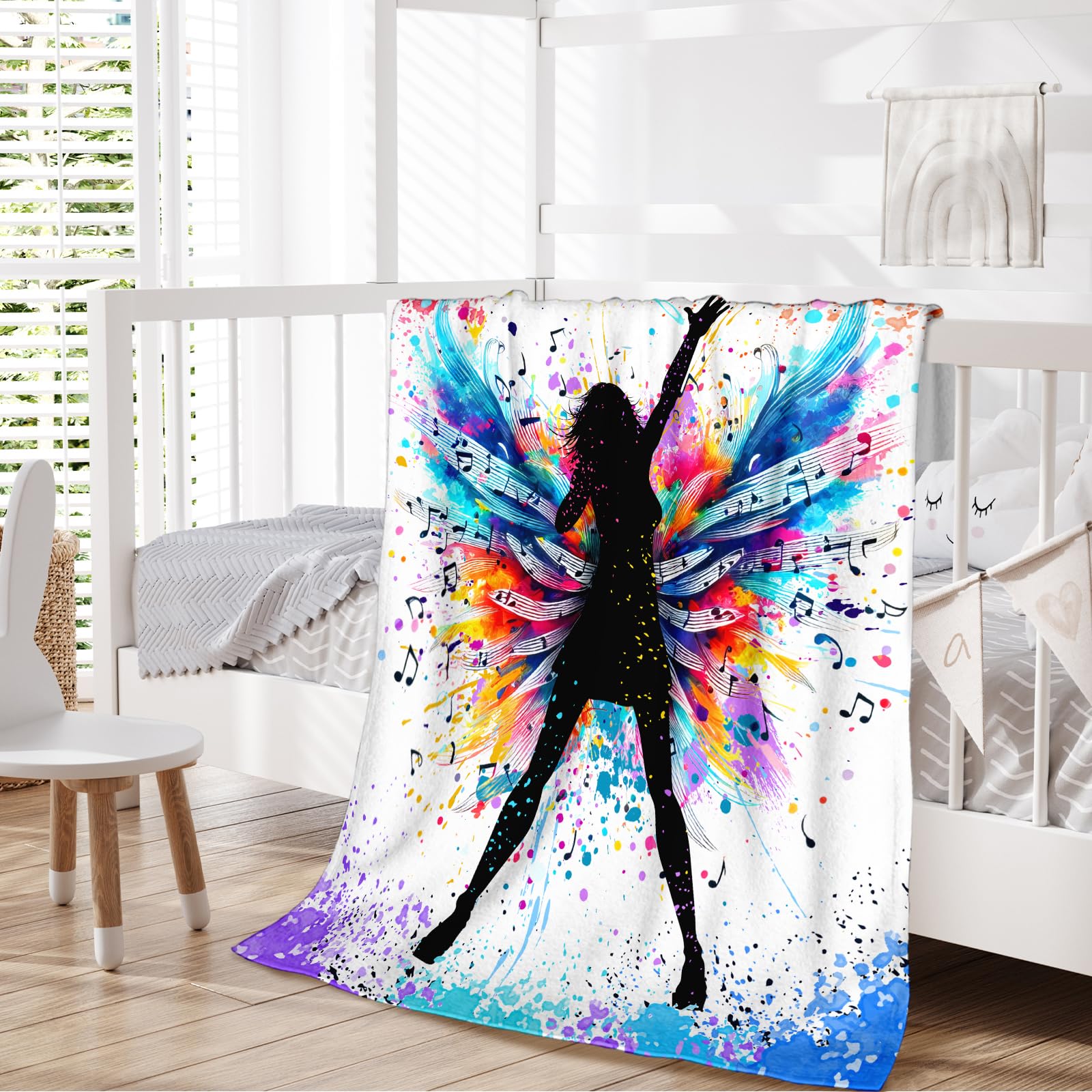 Sharecolor music blanket soft white flannel back close-up, plush texture for comfortable warmth