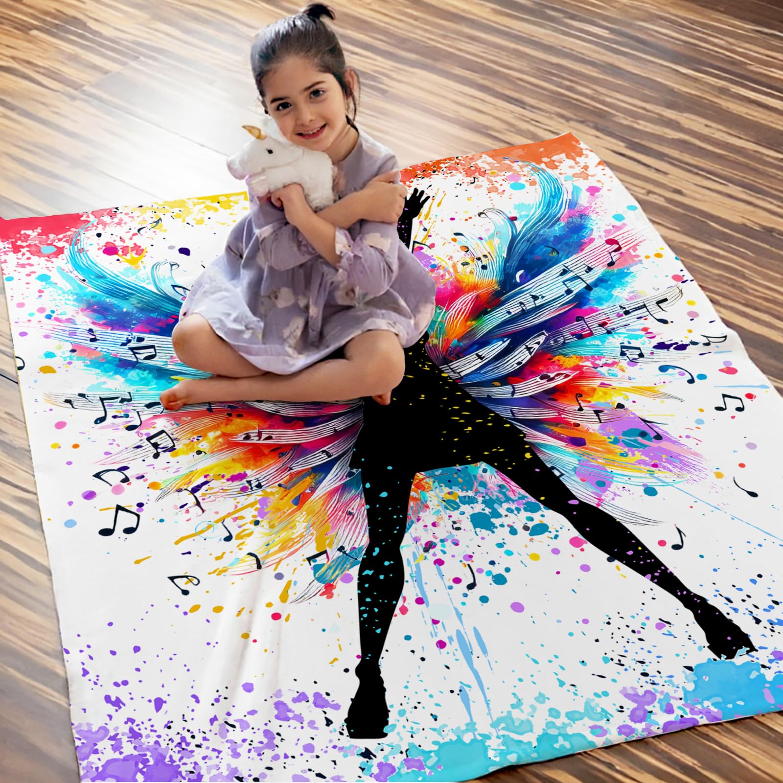 Sharecolor music blanket edge and stitching detail, durable seams for repeated use and washing