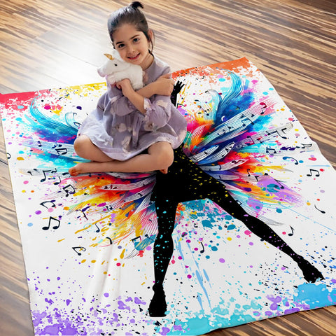 Sharecolor music blanket edge and stitching detail, durable seams for repeated use and washing