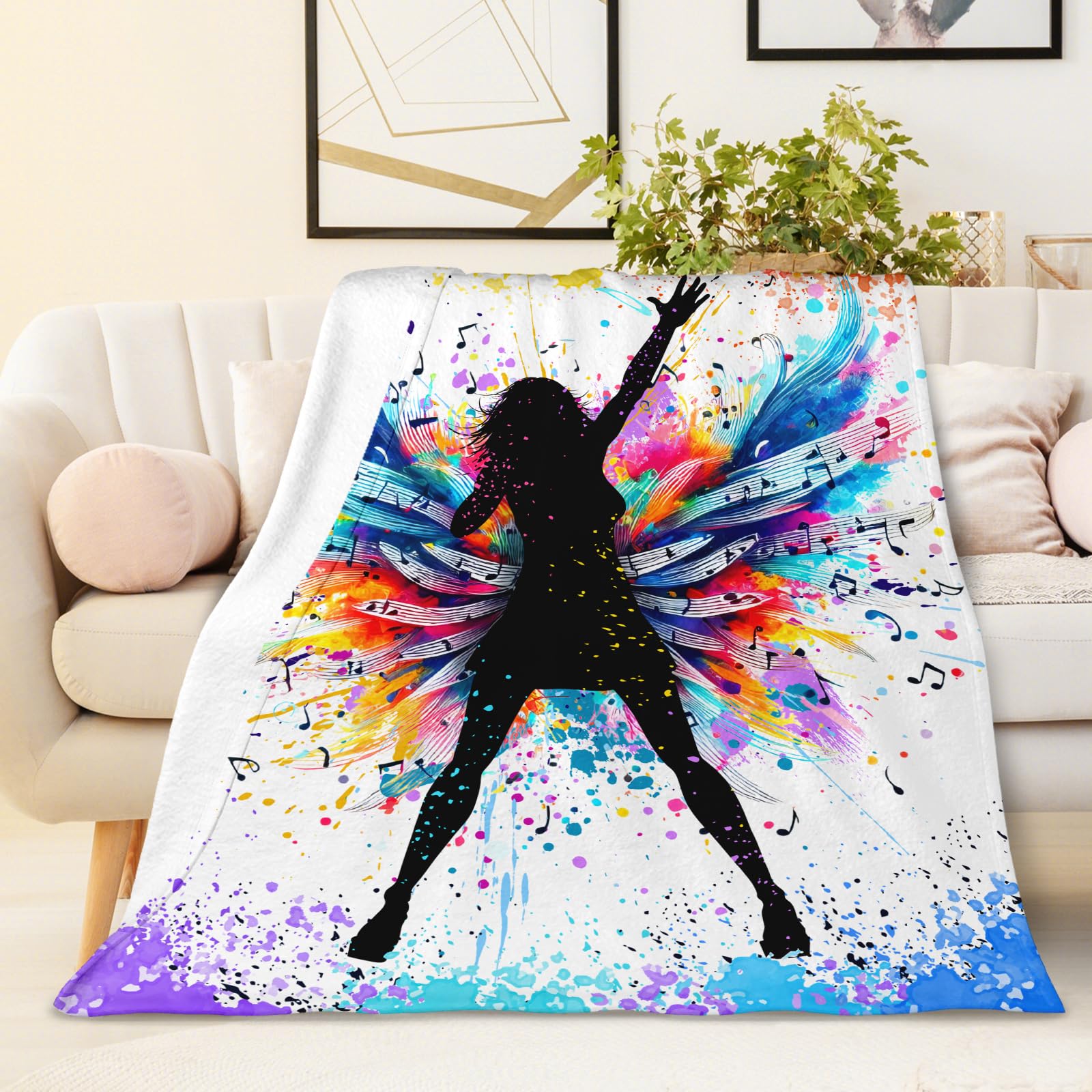 Sharecolor music blanket folded next to a ruler for size comparison, lightweight and travel-ready