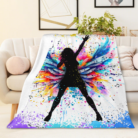 Sharecolor music blanket folded next to a ruler for size comparison, lightweight and travel-ready