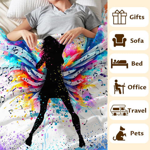 Sharecolor music blanket close-up of instrument pattern, clear print that inspires music fans
