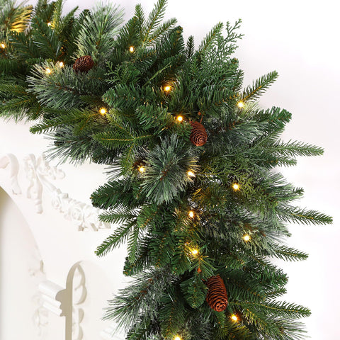 SHareconn mantle styling lifestyle scene showing garland creating cozy holiday atmosphere