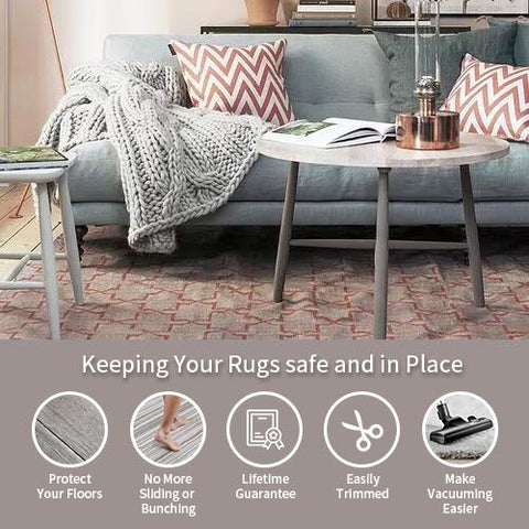 SHAREWIN rug pad under area rug in living room preventing slips