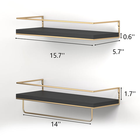 Shario golden towel rack detail showing sturdy metal and polished finish