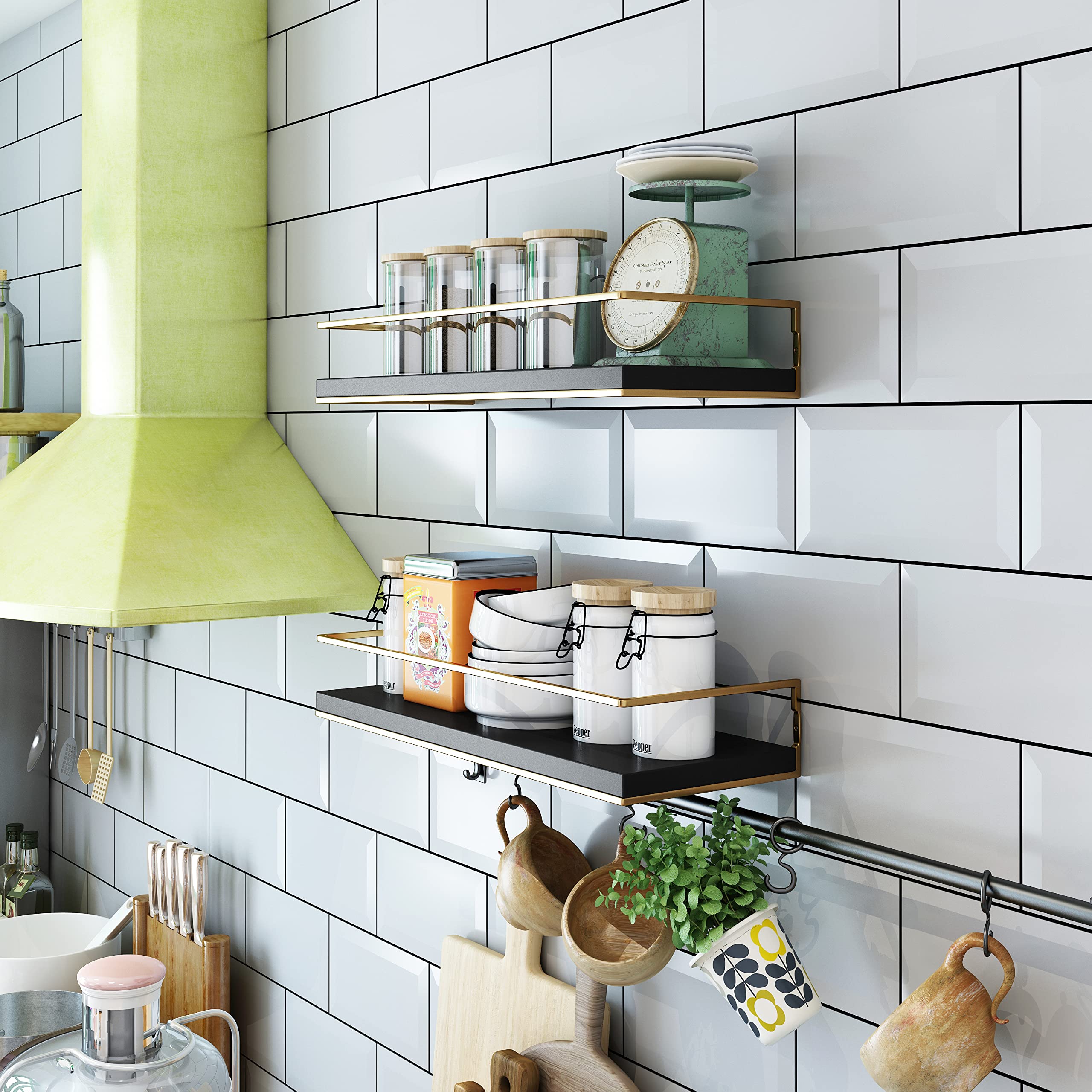 Shario shelves styled in bathroom showing organization and elegant look
