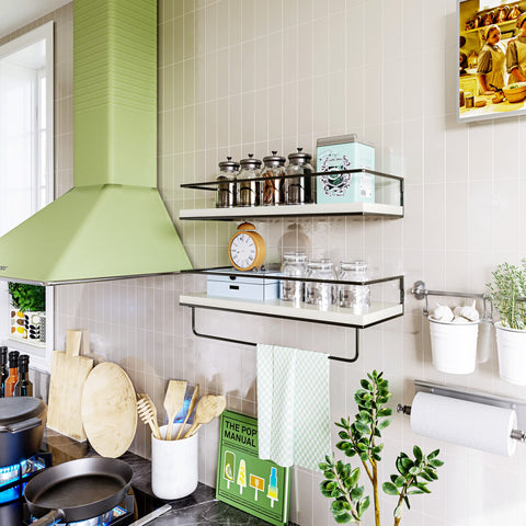 Shario mounted in bathroom setting showing space-saving benefit