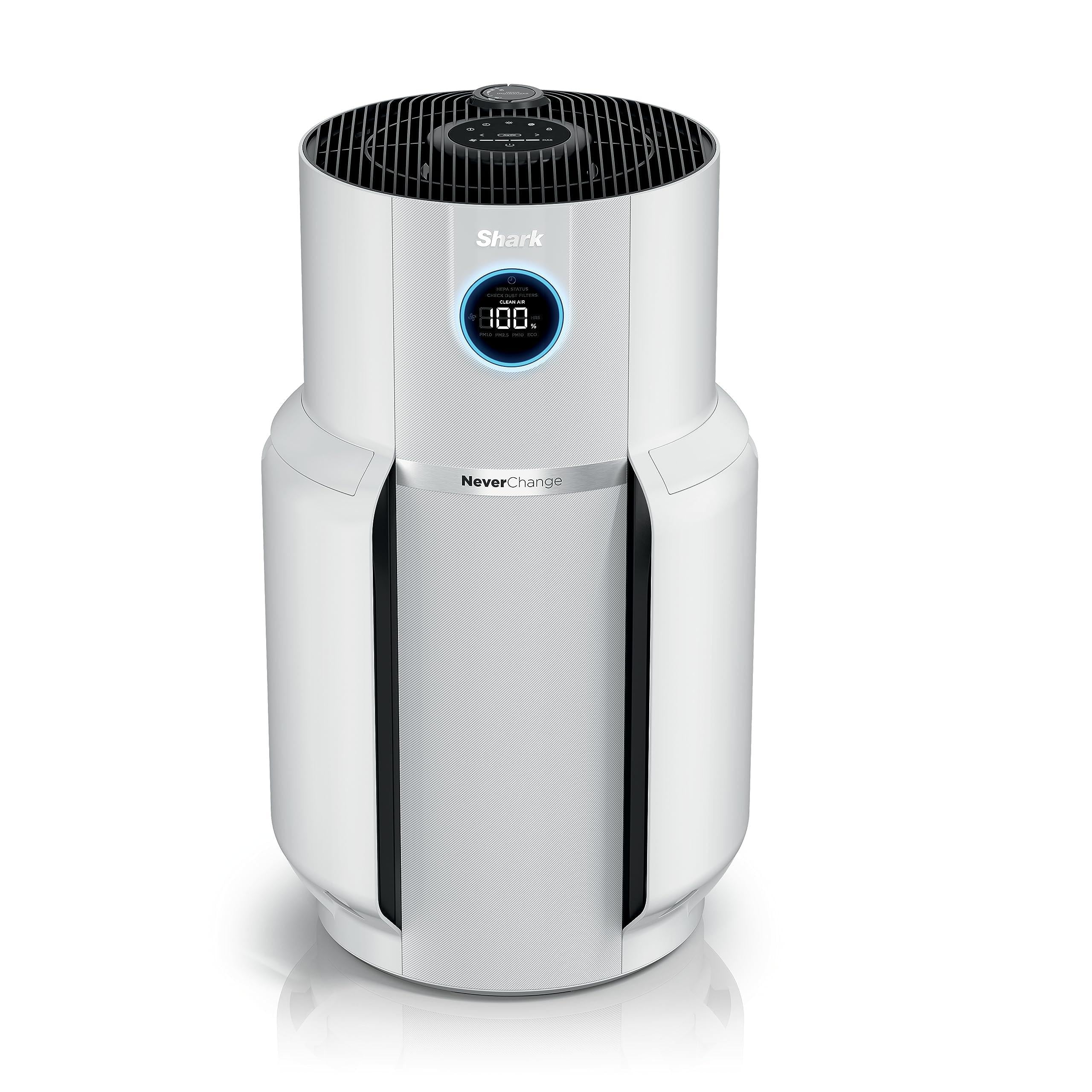 Shark R-HP302 front view showing compact purifier and fast cleaning benefit