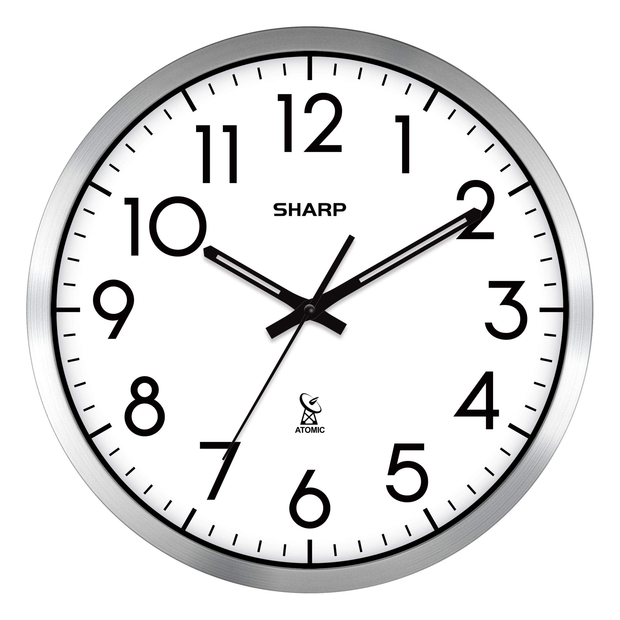 Sharp 12-inch clock front view showing clear face and modern look