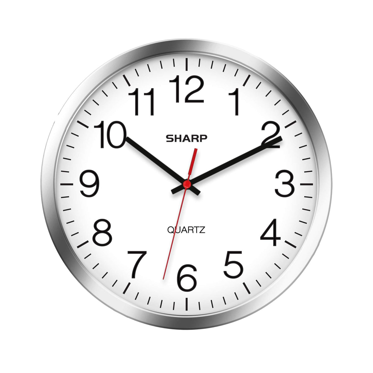 Sharp front view of clock showing large numbers for easy reading
