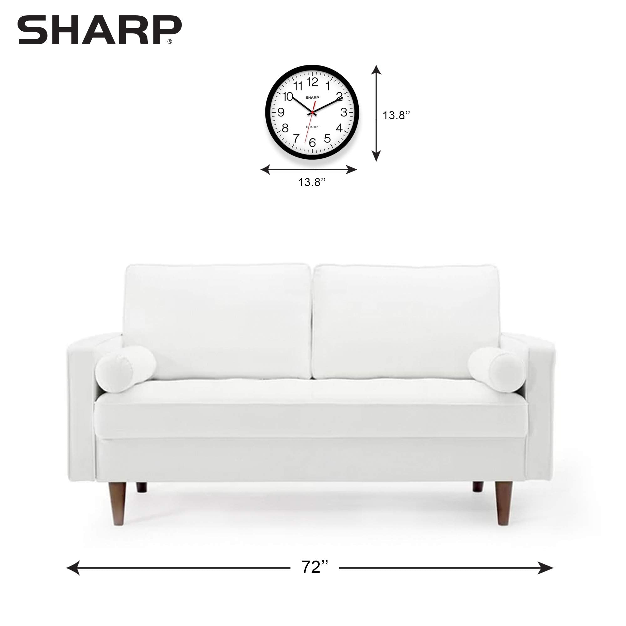 Sharp clock mounted in office setting providing quiet professional ambiance