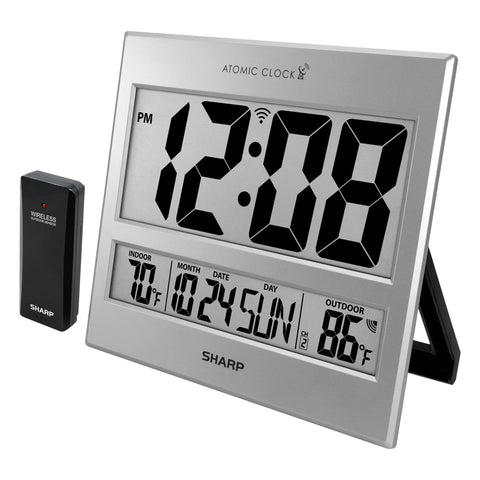 Sharp front display showing large time and temperature for clear readability