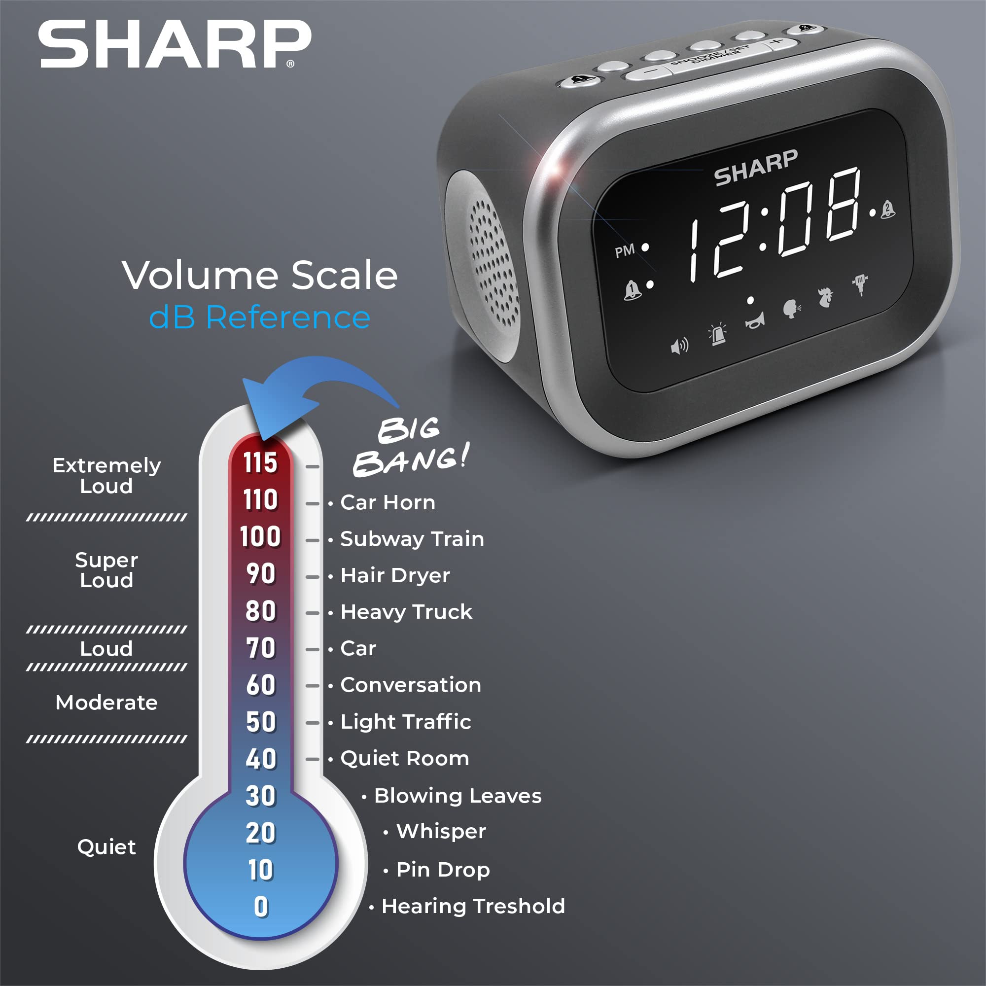 Sharp digital display showing two alarm times for dual schedule convenience