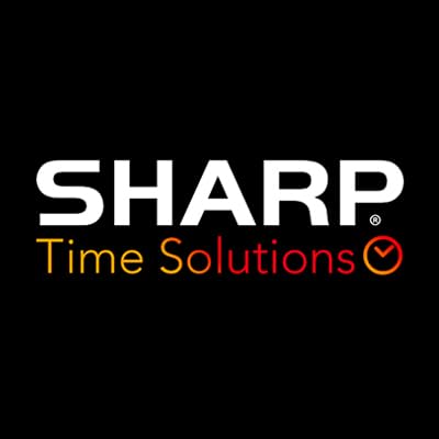 Sharp boxed product with manual indicating ready-to-use setup and battery backup
