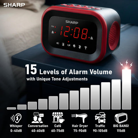 Sharp Big Bang side controls with labeled buttons for fast setup benefit