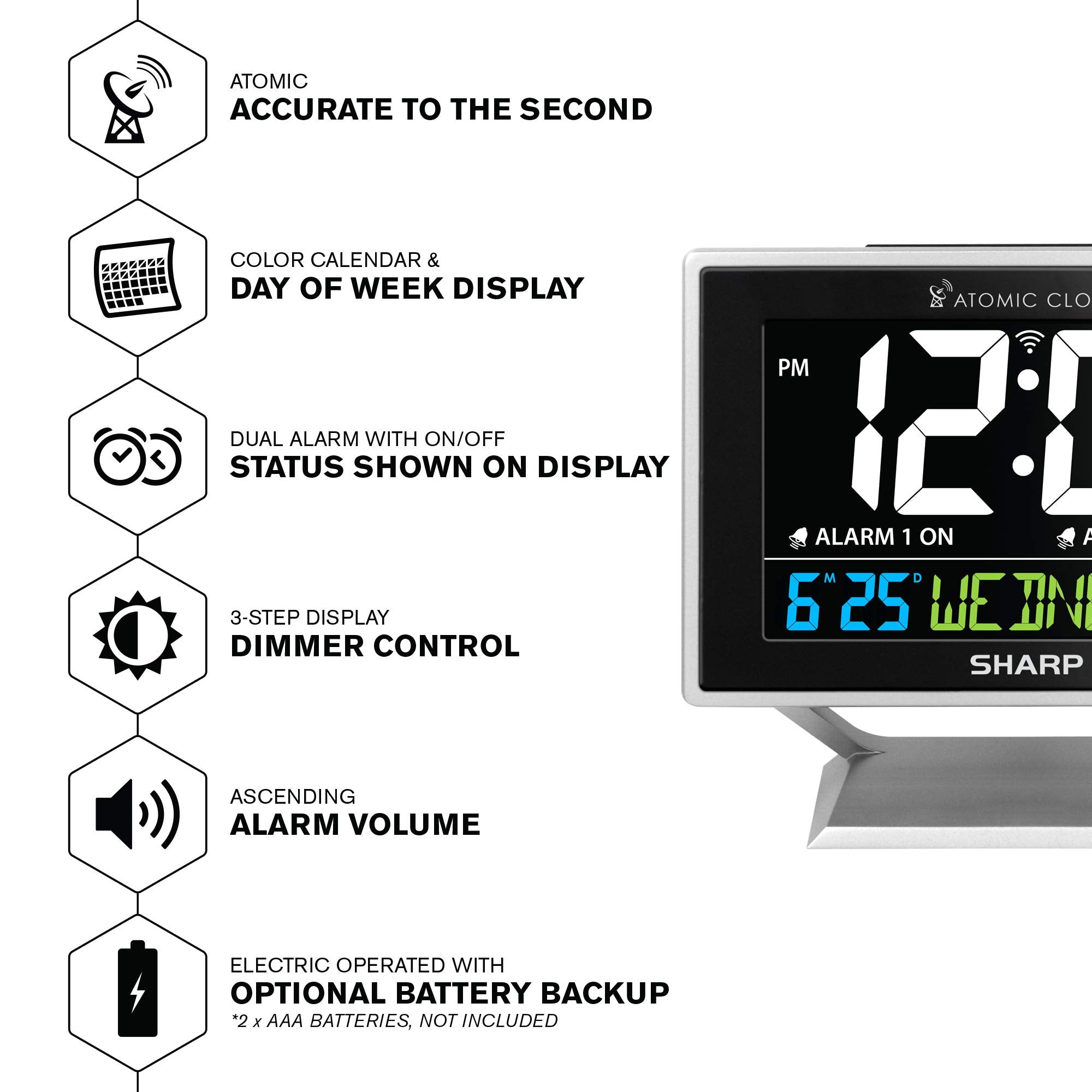 Sharp closeup of color calendar display for fast date and weekday reading