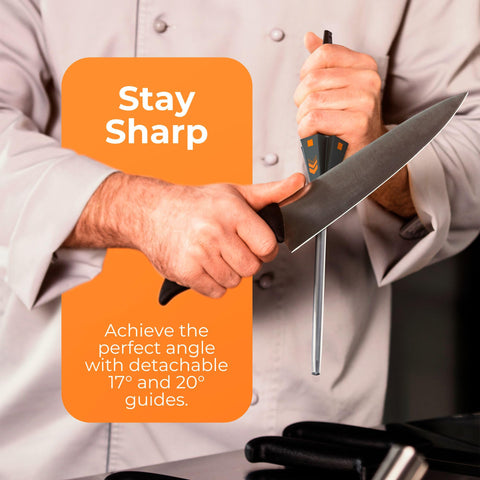 Sharp Pebble ergonomic handle with hanging hole for easy storage and safety