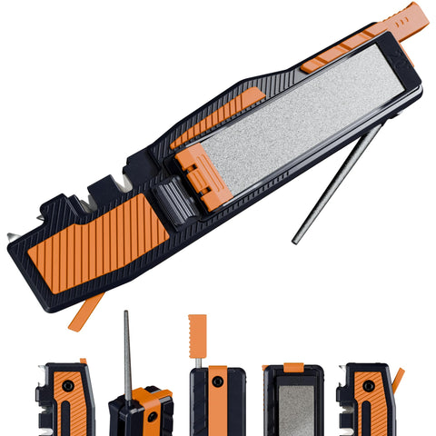 Sharp Pebble Orange Ninja front view showing compact all-in-one kit benefit