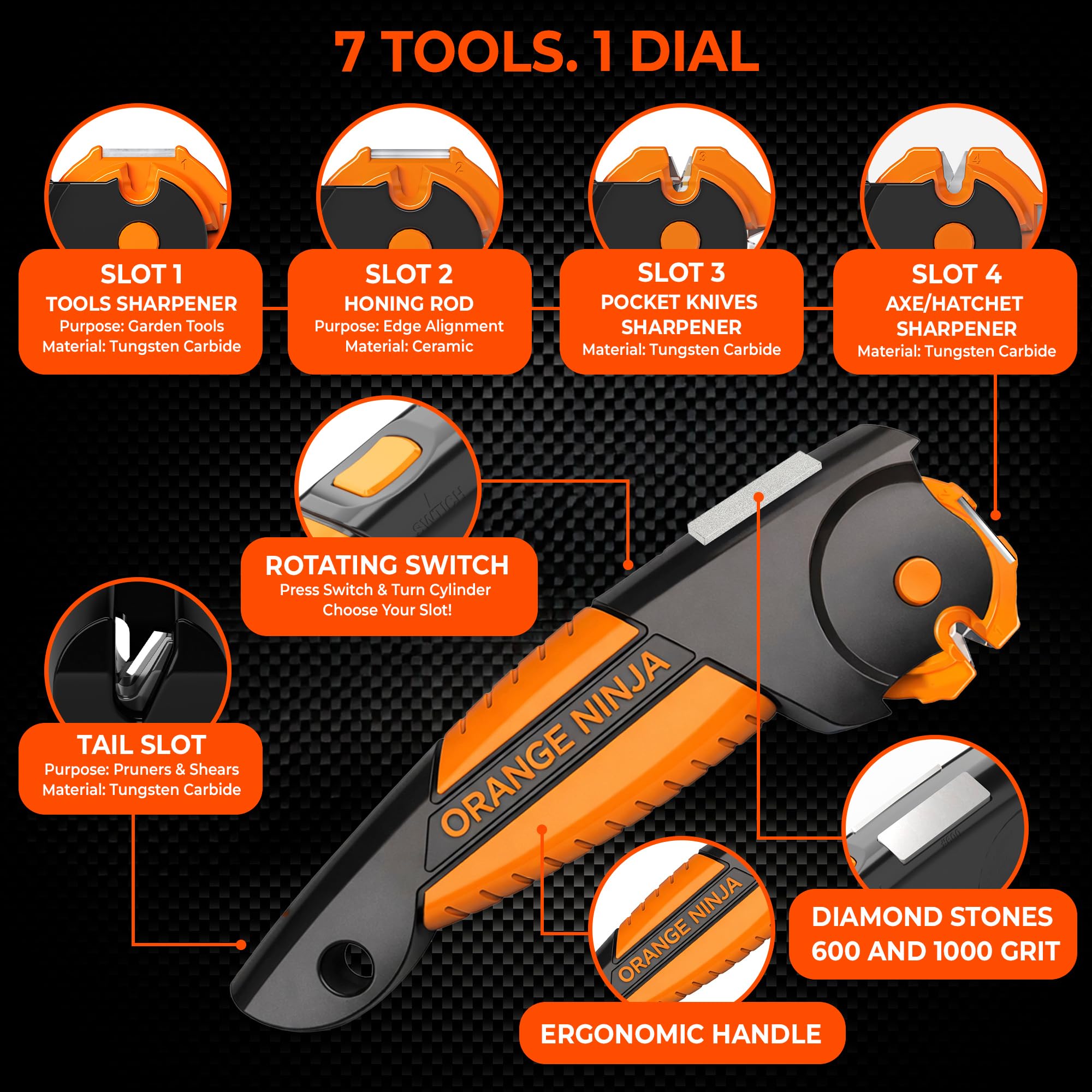 Sharp Pebble Orange Ninja in use on pruning shears for cleaner garden cuts