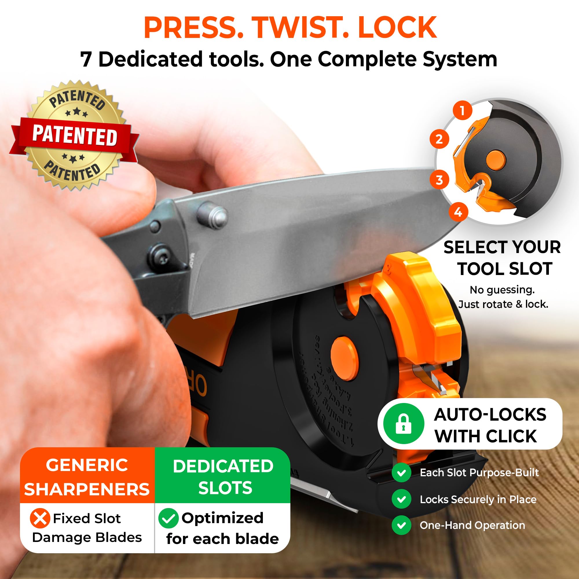 Sharp Pebble Orange Ninja on a campsite table showing reliable field performance