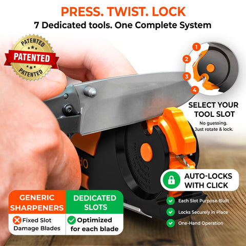 Sharp Pebble Orange Ninja on a campsite table showing reliable field performance