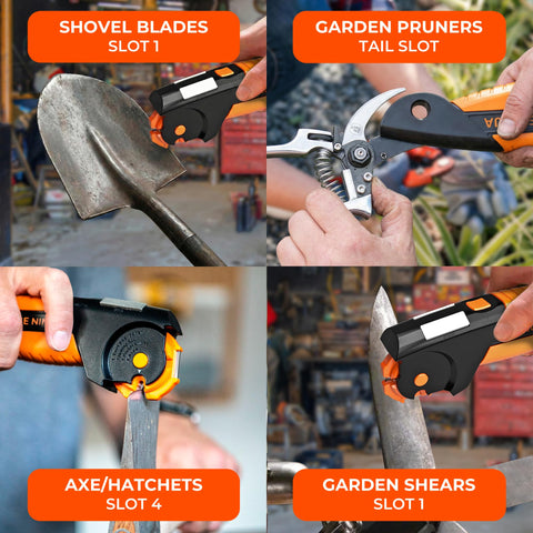Sharp Pebble Orange Ninja sharpening a pocketknife for quick outdoor touch-ups