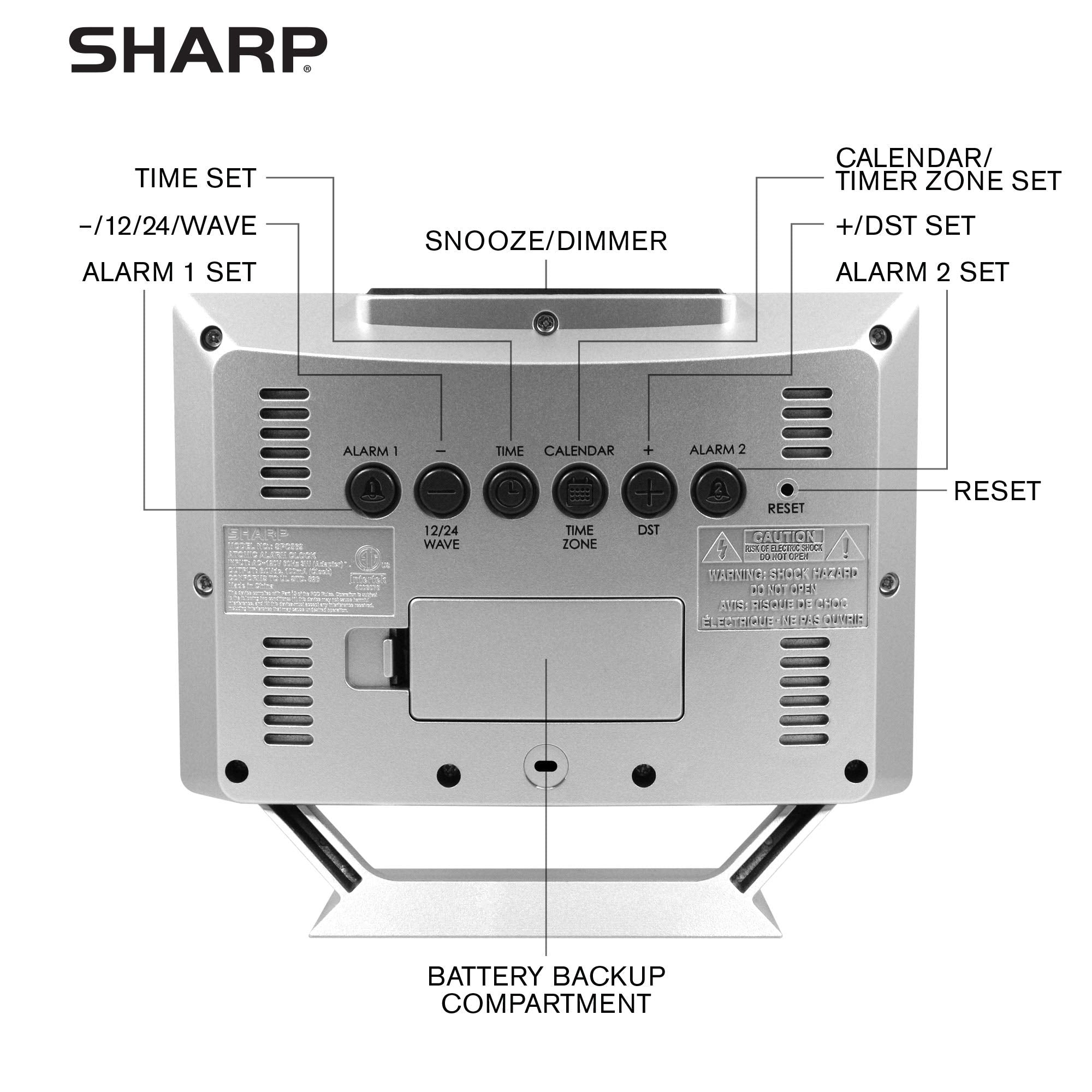 Sharp top snooze dimmer button for quick brightness and snooze control