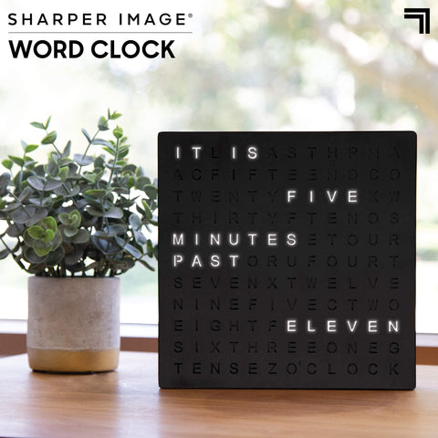 Sharper Image close-up of illuminated words highlighting clear readable text