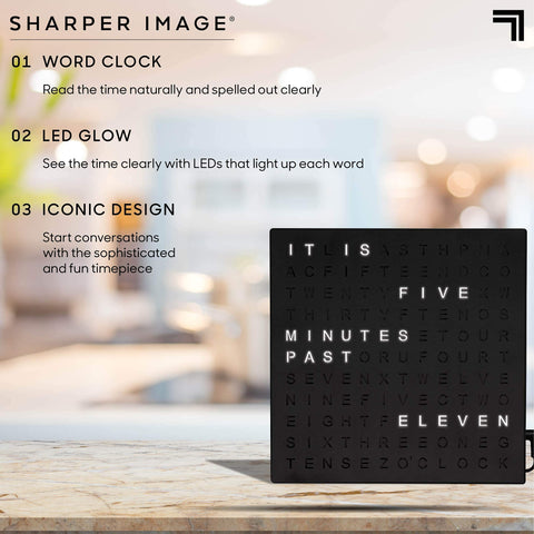Sharper Image mounted on wall as modern decor with easy visible time