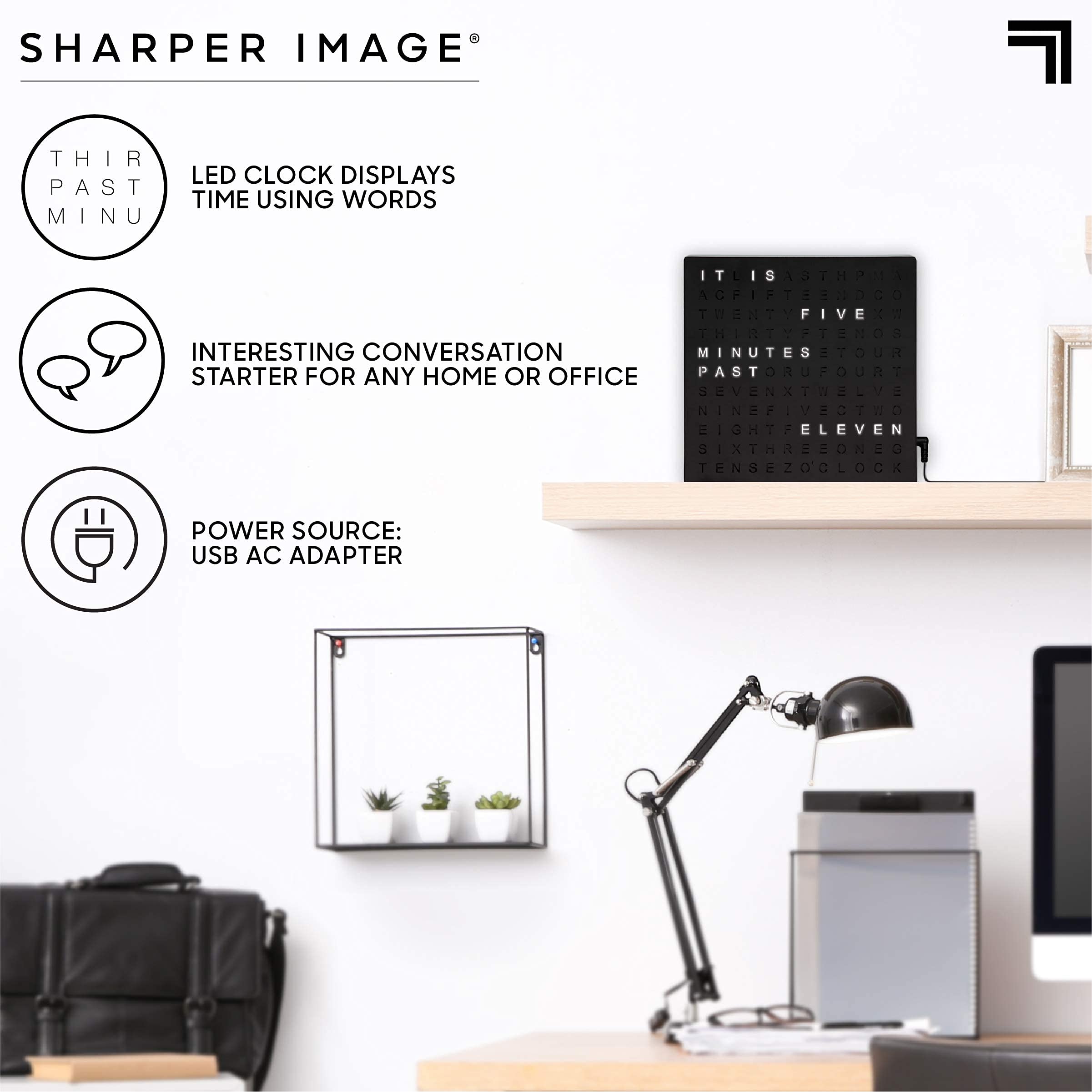 Sharper Image side profile showing thin 1 inch depth and sleek silhouette