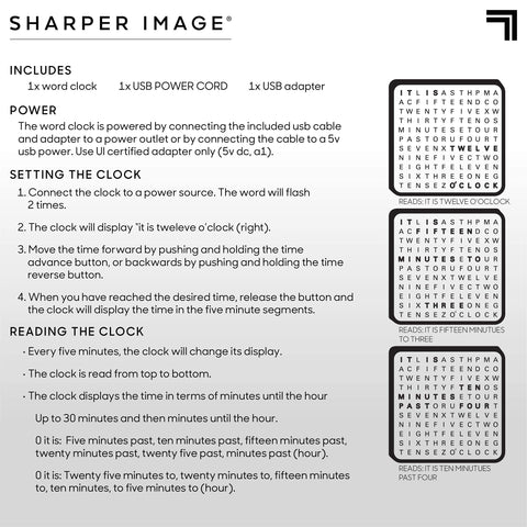 Sharper Image USB cable and adapter included for quick, hassle-free setup