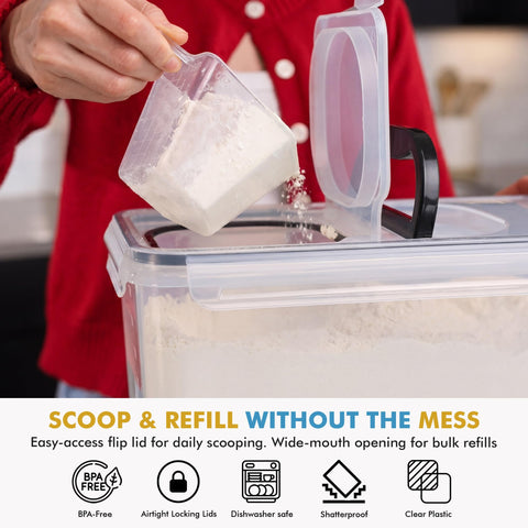 Shazo canister filled with flour to show large capacity and visibility