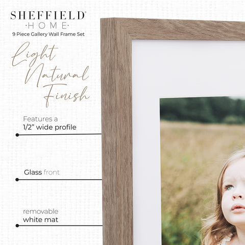 Sheffield Home framed photos arranged on wall to show styled living room benefit