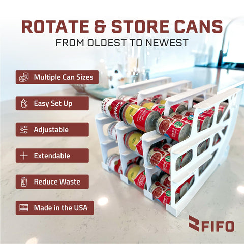 Shelf Reliance top view loaded with cans demonstrating efficient capacity benefit