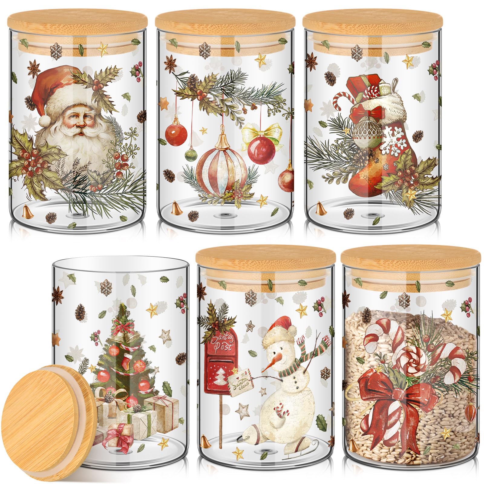 Shellwei front view of six jars showing patterns and storage convenience
