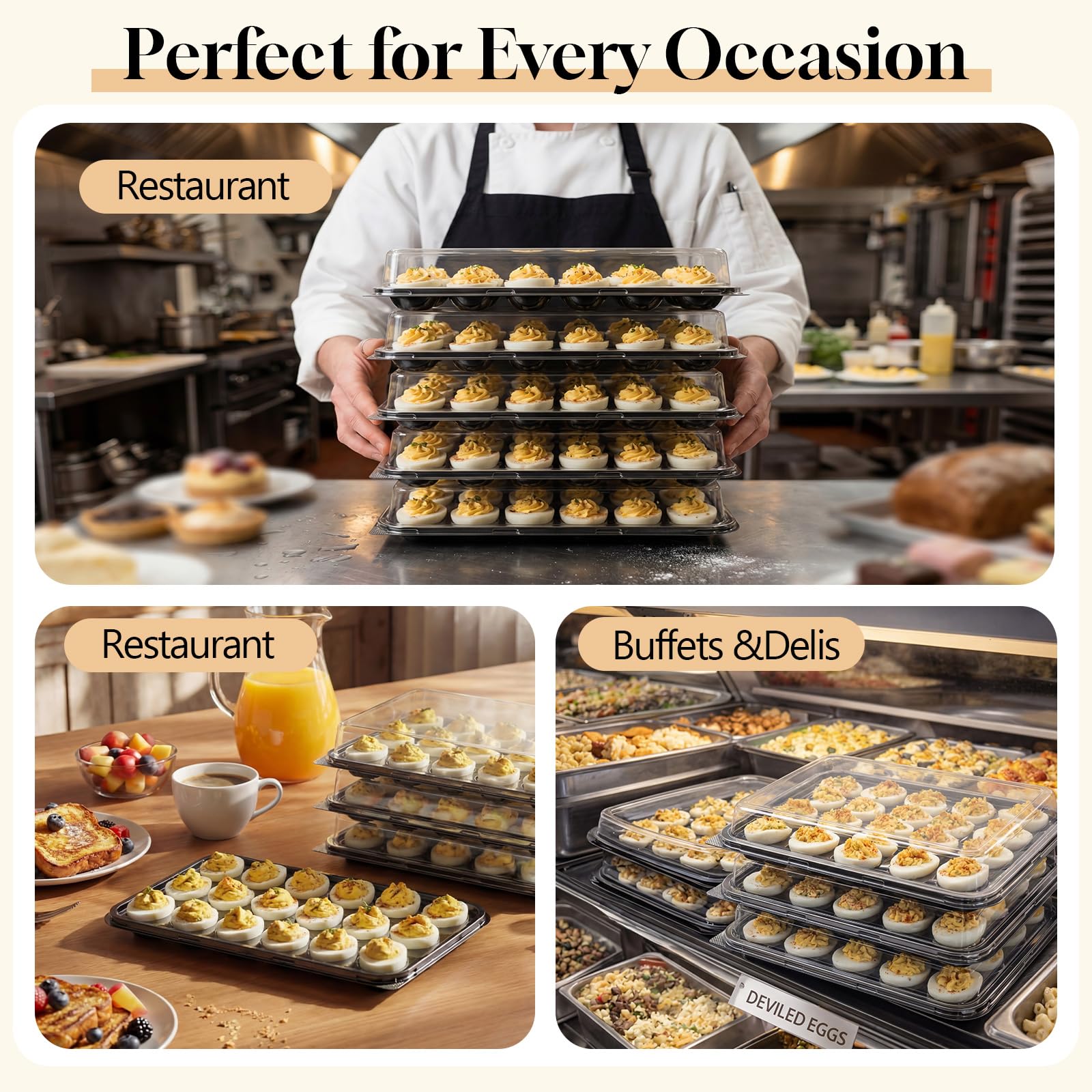 Shellwei tray filled with deviled eggs ready for serving at a party