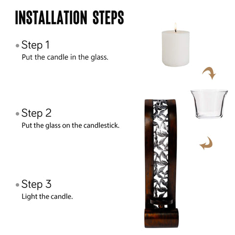 Shelving Solution with flameless LED pillar candle demonstrating safe, low-maintenance glow