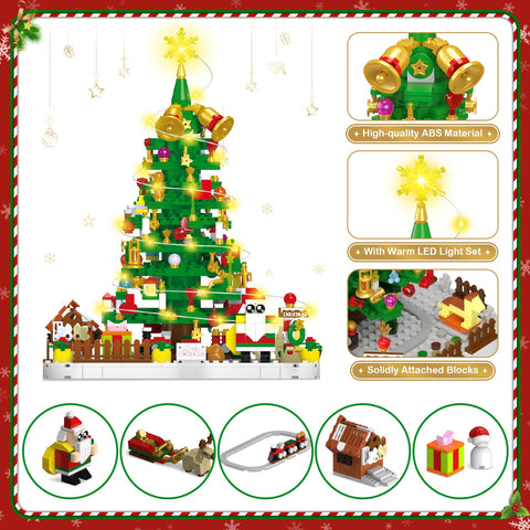 Shemira assorted ornaments and mini-figures laid out, adds varied festive decoration options