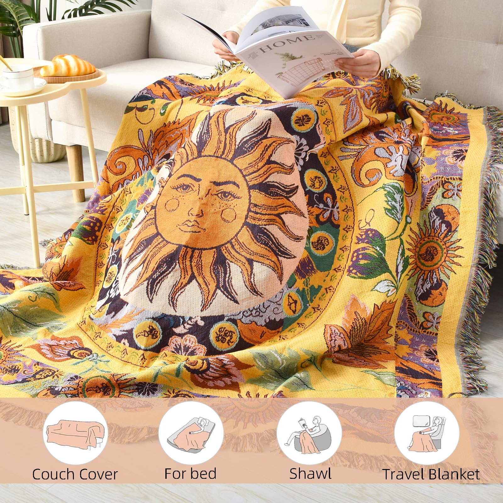 Shesyuki throw folded showing thickness and portability for layering and storage