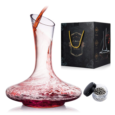SHIGOO decanter front view showcasing hand-blown crystal elegance and aeration benefit