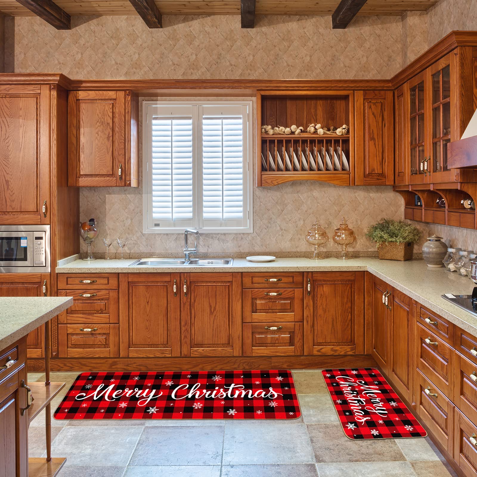 Shihanee mats styled with holiday decor demonstrating coordinated seasonal look