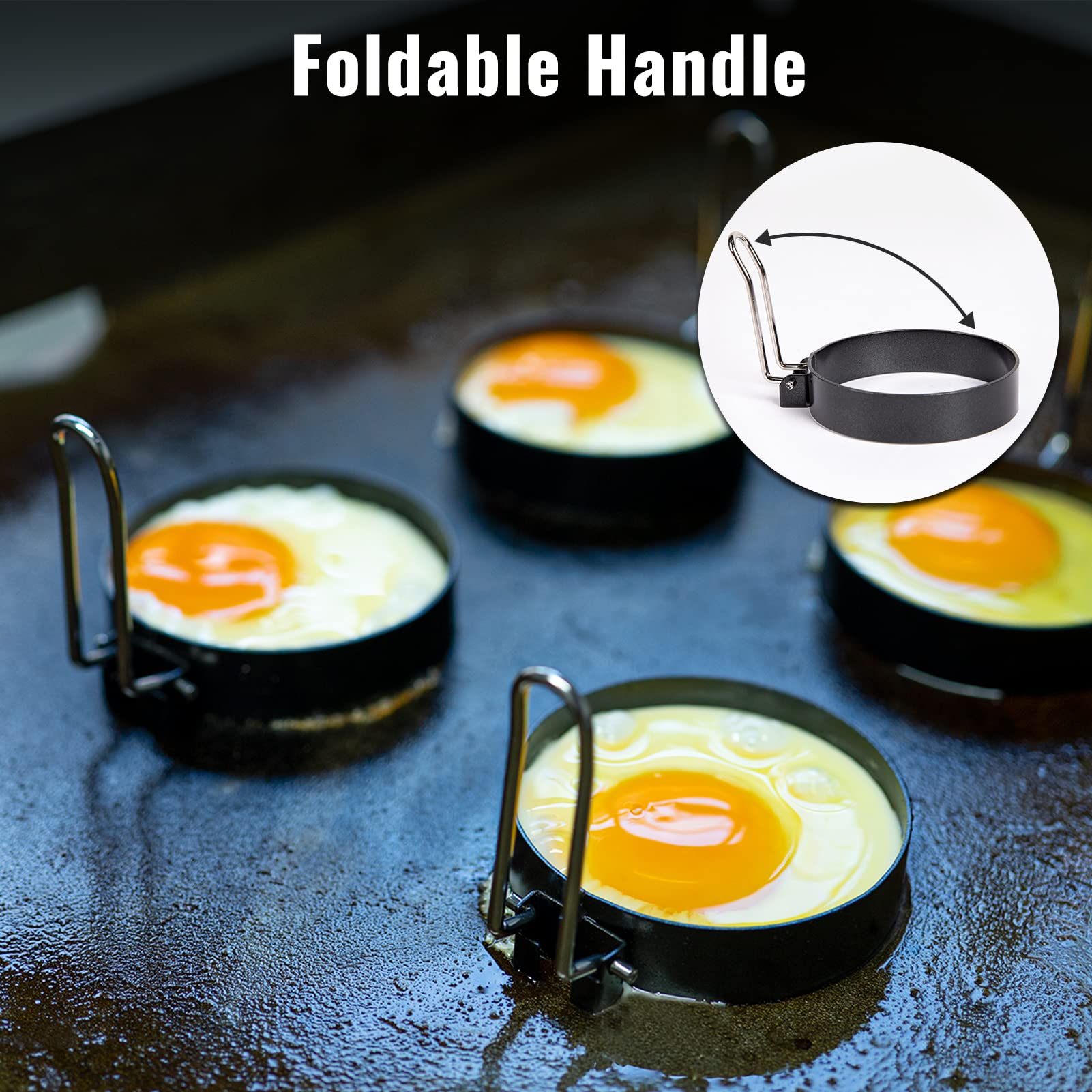 SHINESTAR four egg rings with folded handles for compact storage and uniform eggs