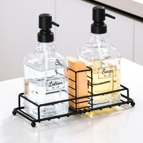 Shinowa front view of two dispensers and metal holder showing neat organization