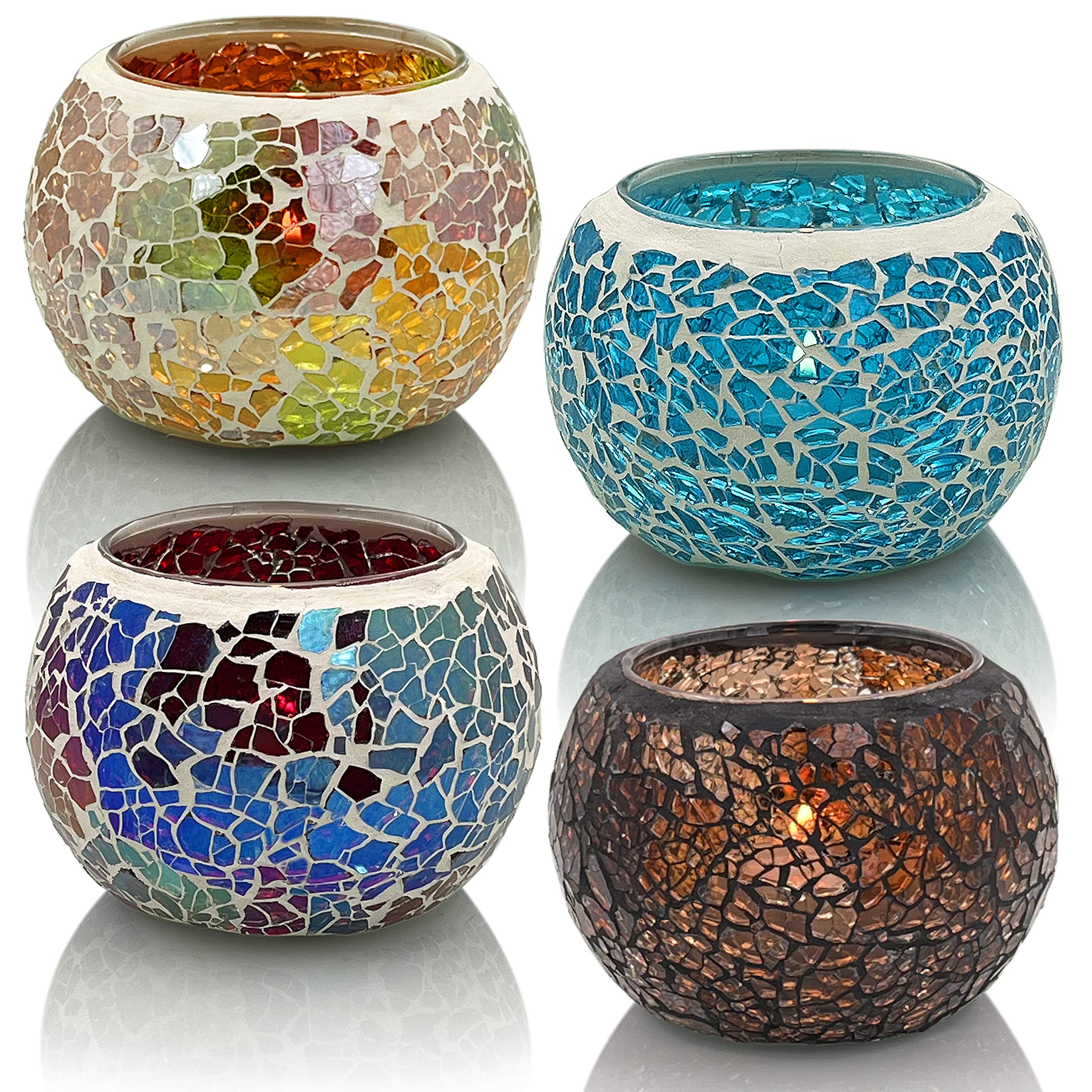 SHMILMH amber votive close-up showing crackled texture and warm light diffusion benefit