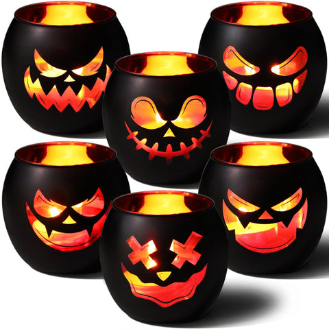 SHMILMH front group view showing six votives for instant Halloween ambiance