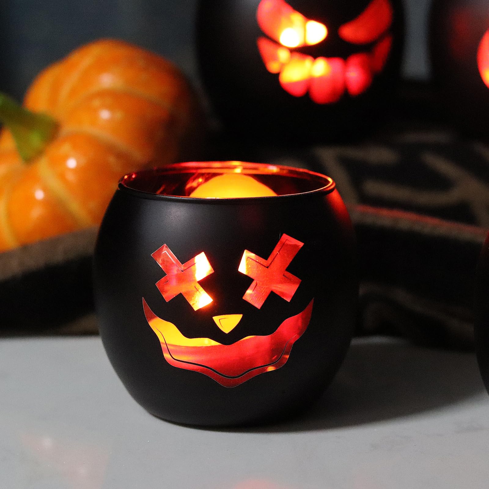 SHMILMH votive with LED candle showing safe flameless glow