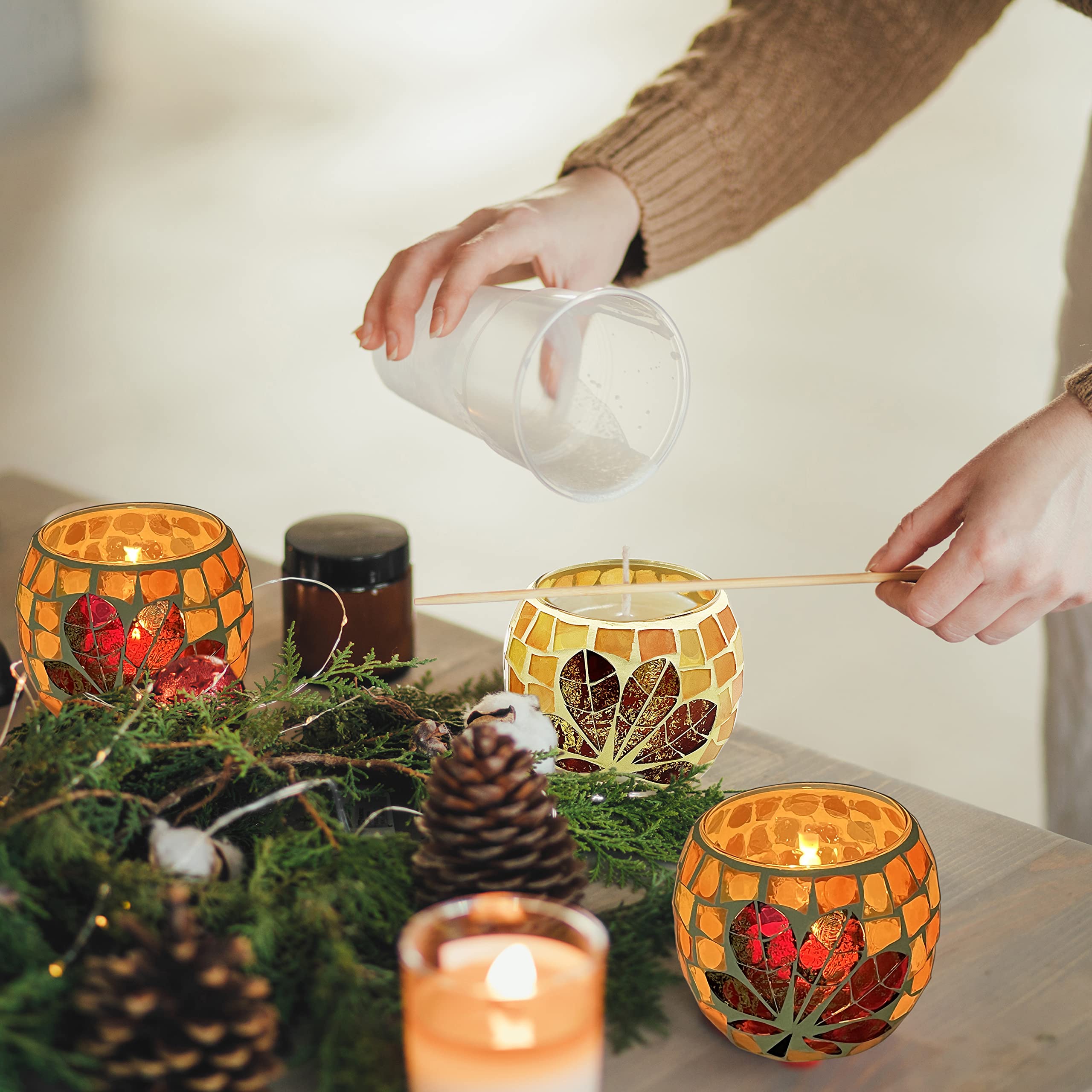 SHMILMH single votive with tealight demonstrating safe, even illumination
