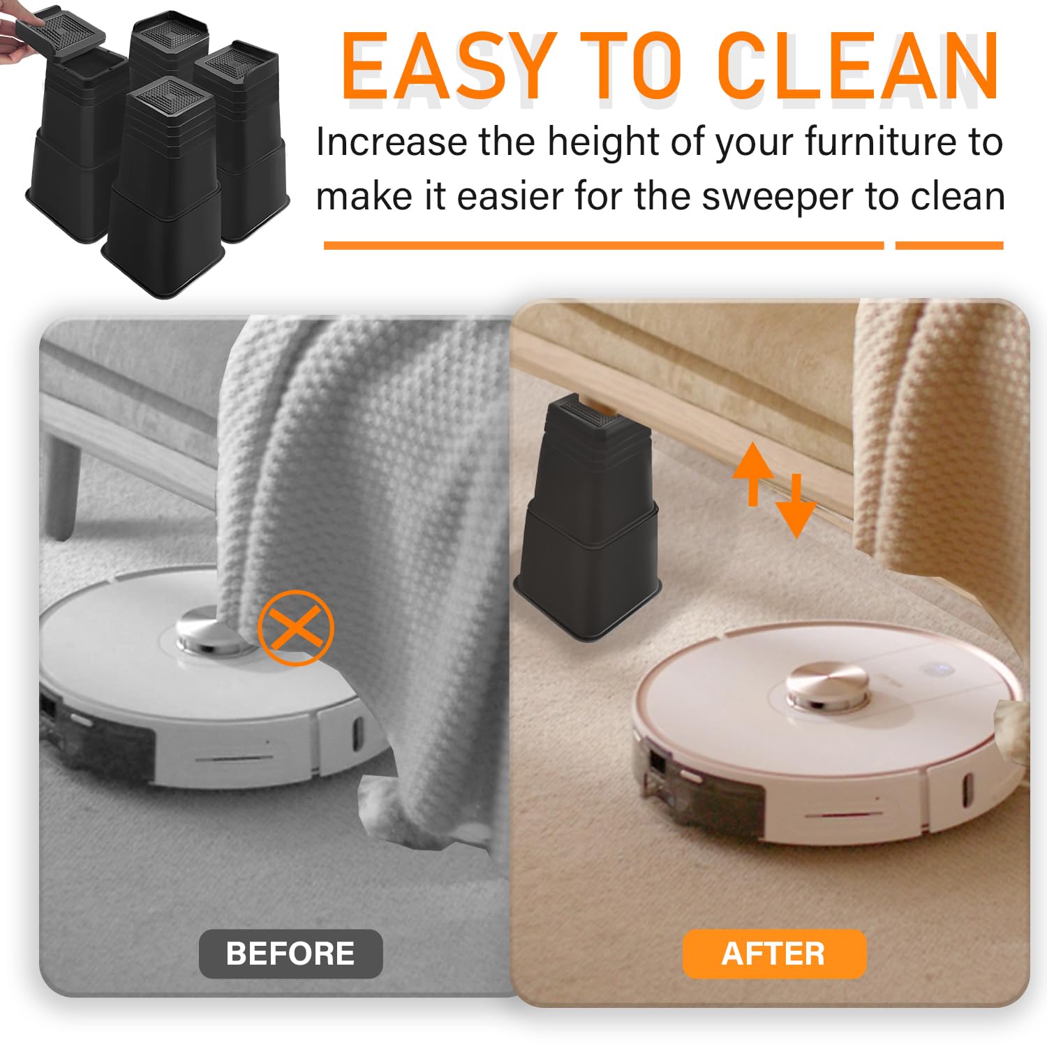 shouwuhho riser installed under bed creating extra storage clearance