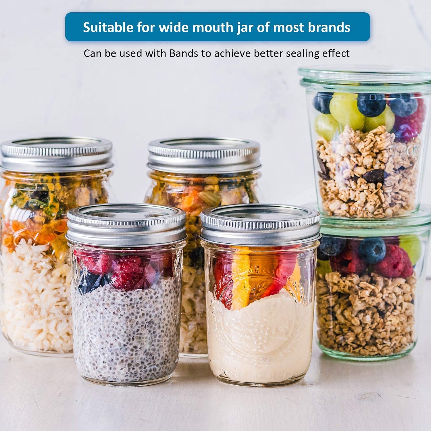 Showutheworld ring on a mason jar in use showing secure closure and freshness retention