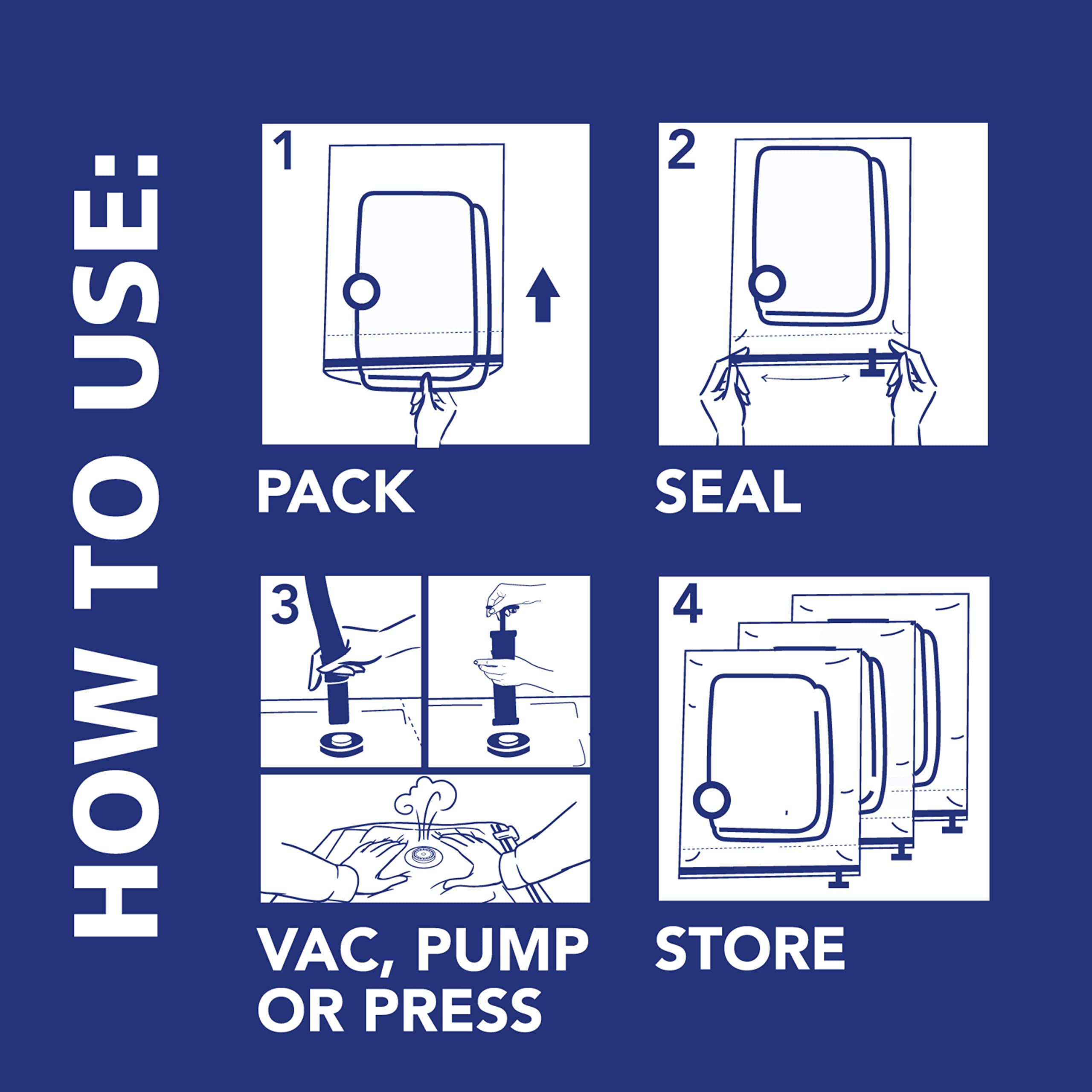 shrink-pak jumbo bag compressing a blanket to save storage room